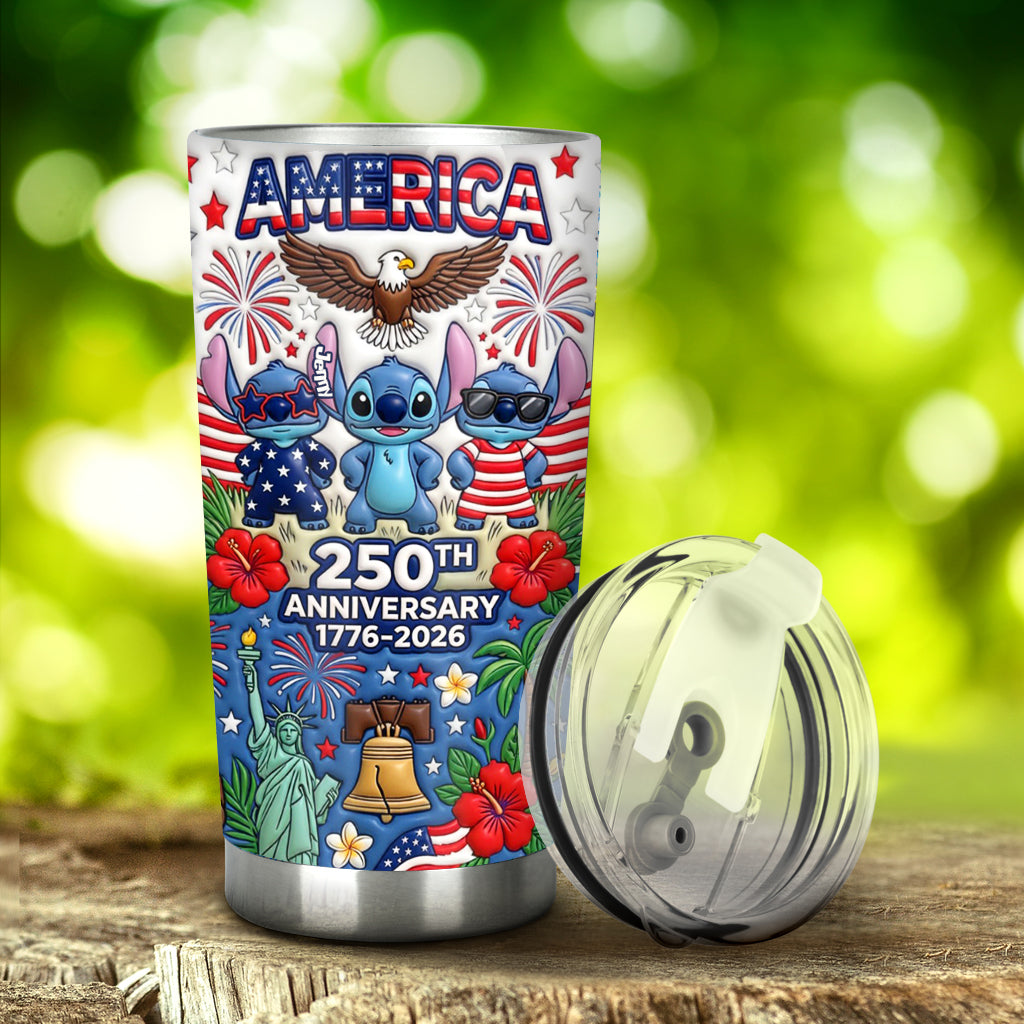 Personalized Cute Blue Alien Tumbler 250th Anniversary Gift with Box Tumbler With Gift Box GradoCreations