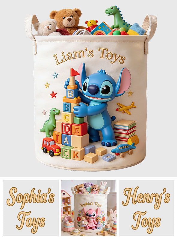 Personalized Toy Storage Basket Custom Name Kids Room Decor Laundry Basket GradoCreations