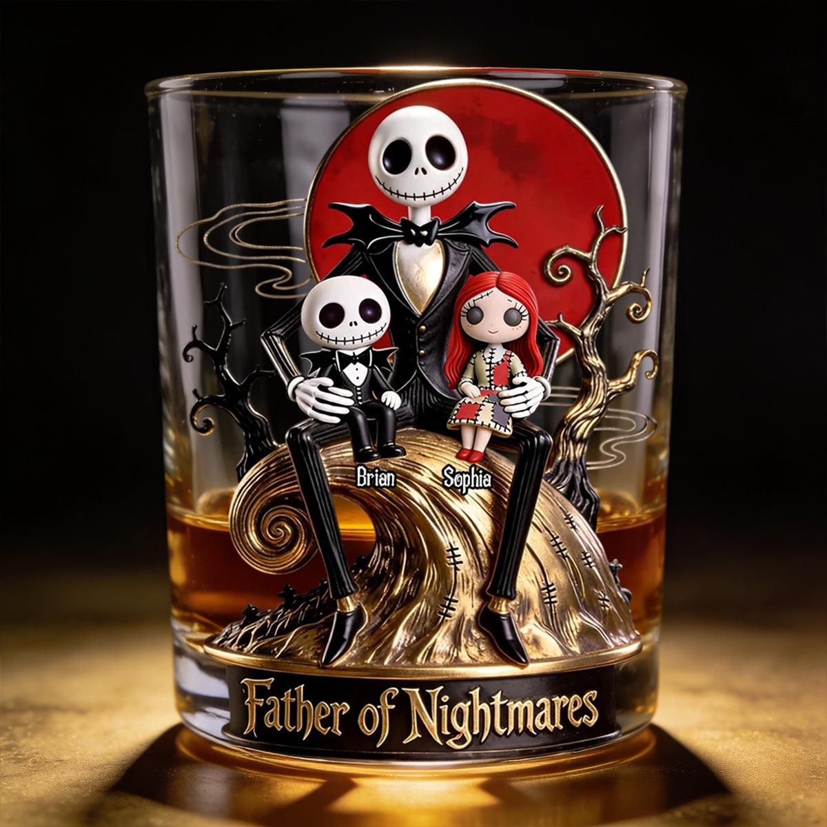 Personalized Nightmare Whiskey Glass Custom Name Gift for Dad Whiskey Glass GradoCreations