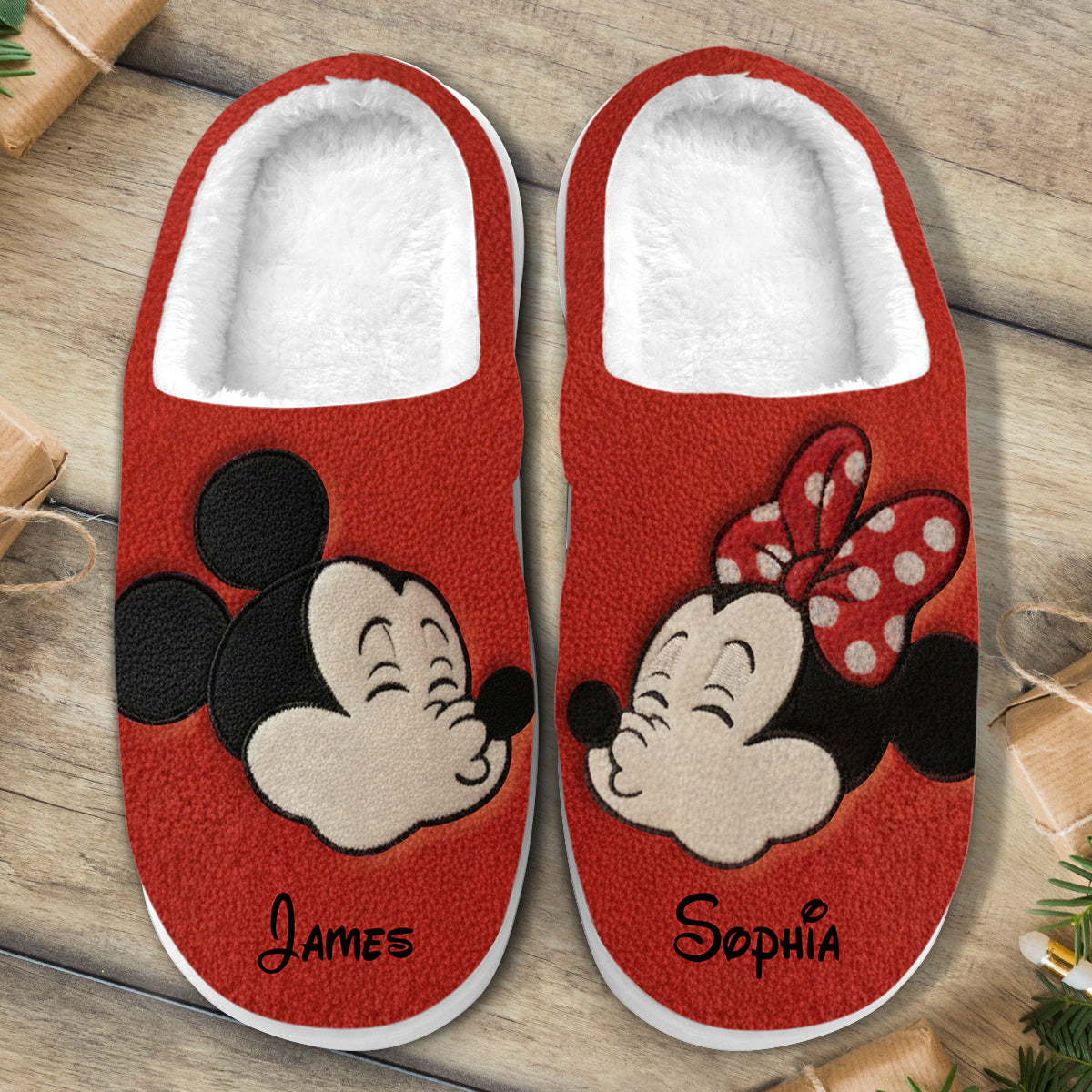 Personalized Cartoon Mouse Couple Christmas Slippers Gift Slippers GradoCreations