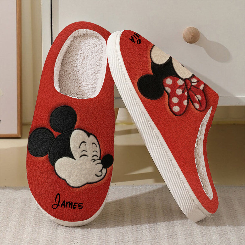 Personalized Cartoon Mouse Couple Christmas Slippers Gift Slippers GradoCreations