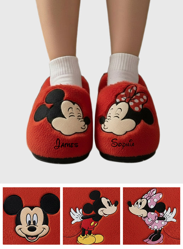 Personalized Cartoon Mouse Couple Christmas Slippers Gift Slippers GradoCreations
