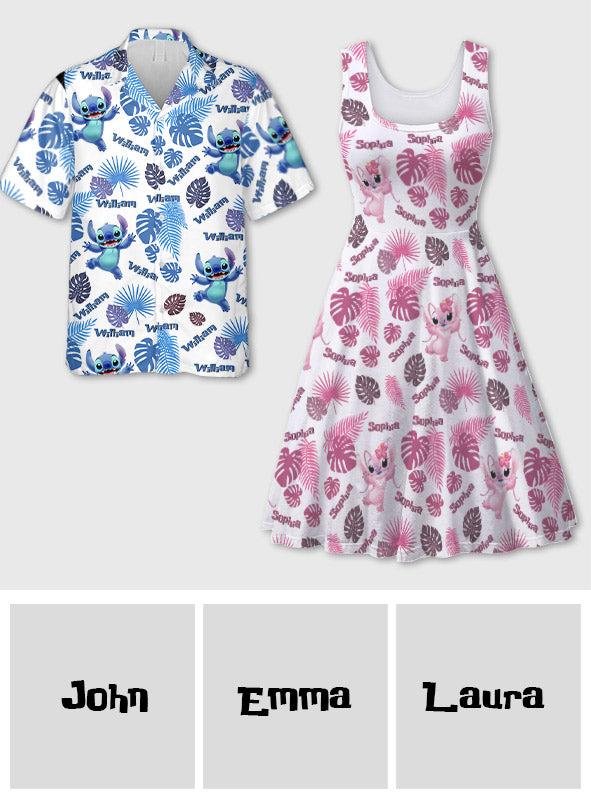 Personalized Hawaiian Shirt & Dress Set for Couples Gift Hawaiian Shirt & Sleeveless Dress GradoCreations