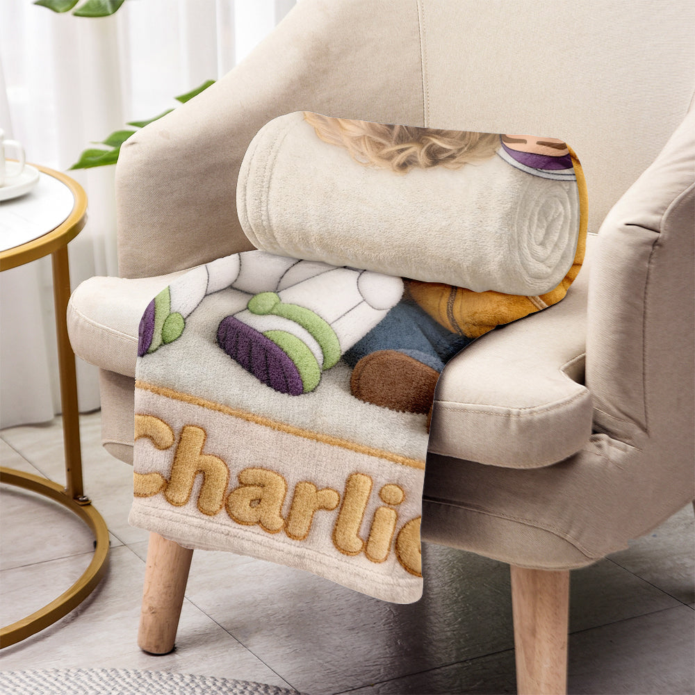 Personalized Kids Movie Blanket with Custom Name 3D Design Blanket GradoCreations