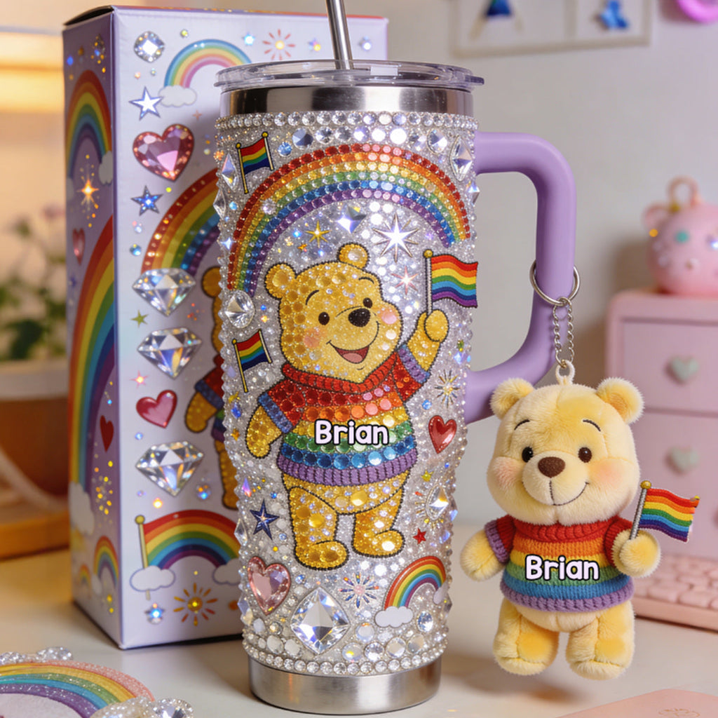 Personalized LGBT Support Tumbler with Plush Charm Gift for Pride Month Tumbler With Plush Charm GradoCreations