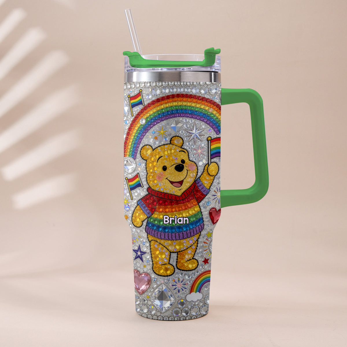 Personalized LGBT Support Tumbler with Plush Charm Gift for Pride Month Tumbler With Plush Charm GradoCreations