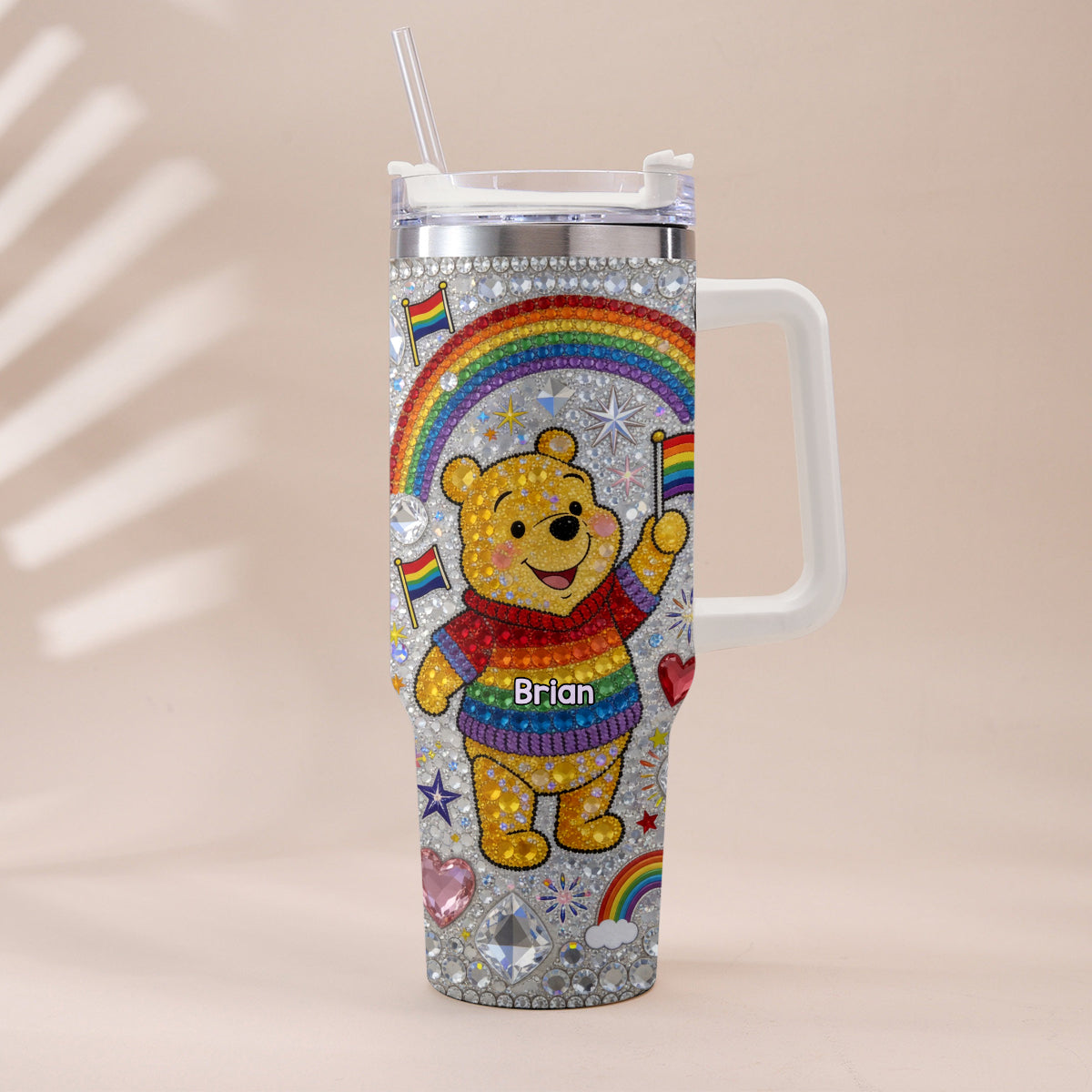 Personalized LGBT Support Tumbler with Plush Charm Gift for Pride Month Tumbler With Plush Charm GradoCreations