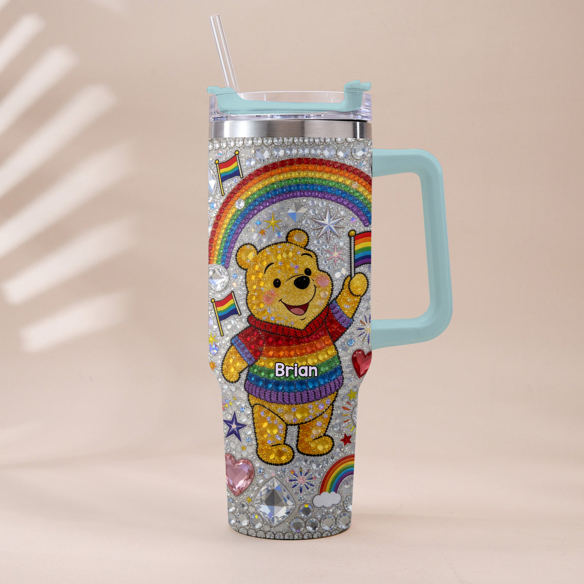 Personalized LGBT Support Tumbler with Plush Charm Gift for Pride Month Tumbler With Plush Charm GradoCreations