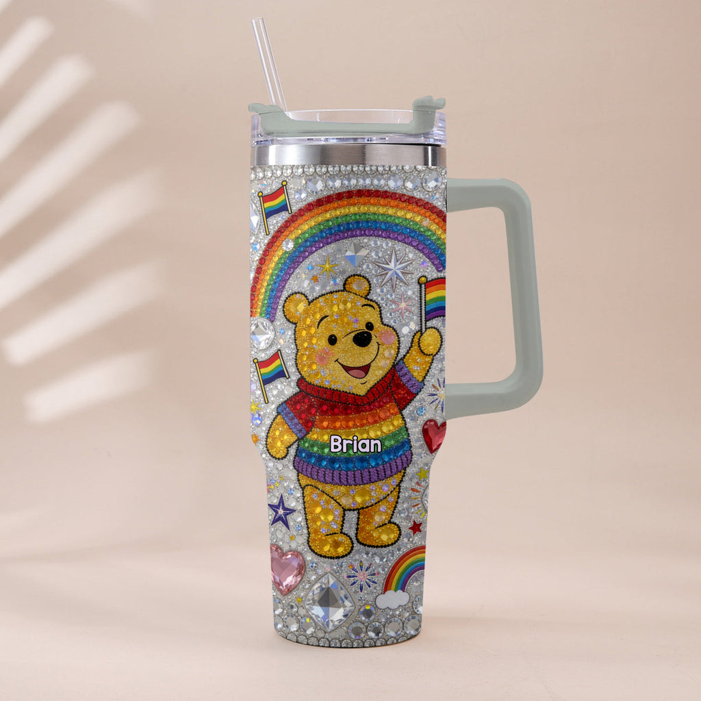 Personalized LGBT Support Tumbler with Plush Charm Gift for Pride Month Tumbler With Plush Charm GradoCreations