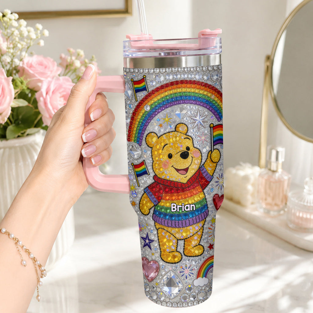 Personalized LGBT Support Tumbler with Plush Charm Gift for Pride Month Tumbler With Plush Charm GradoCreations