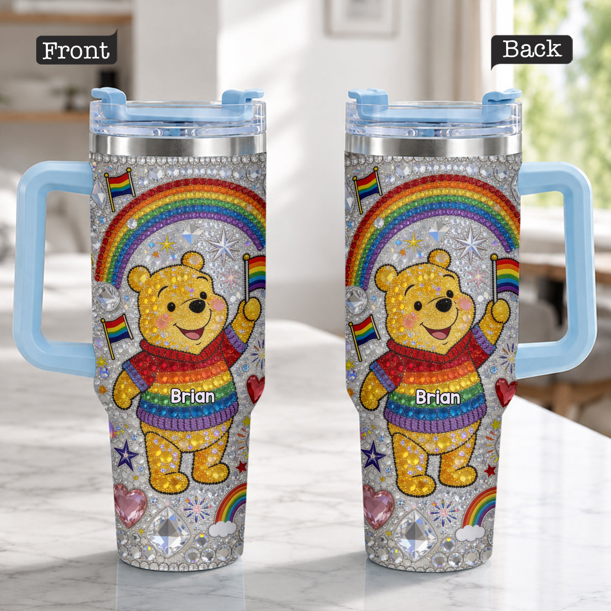 Personalized LGBT Support Tumbler with Plush Charm Gift for Pride Month Tumbler With Plush Charm GradoCreations