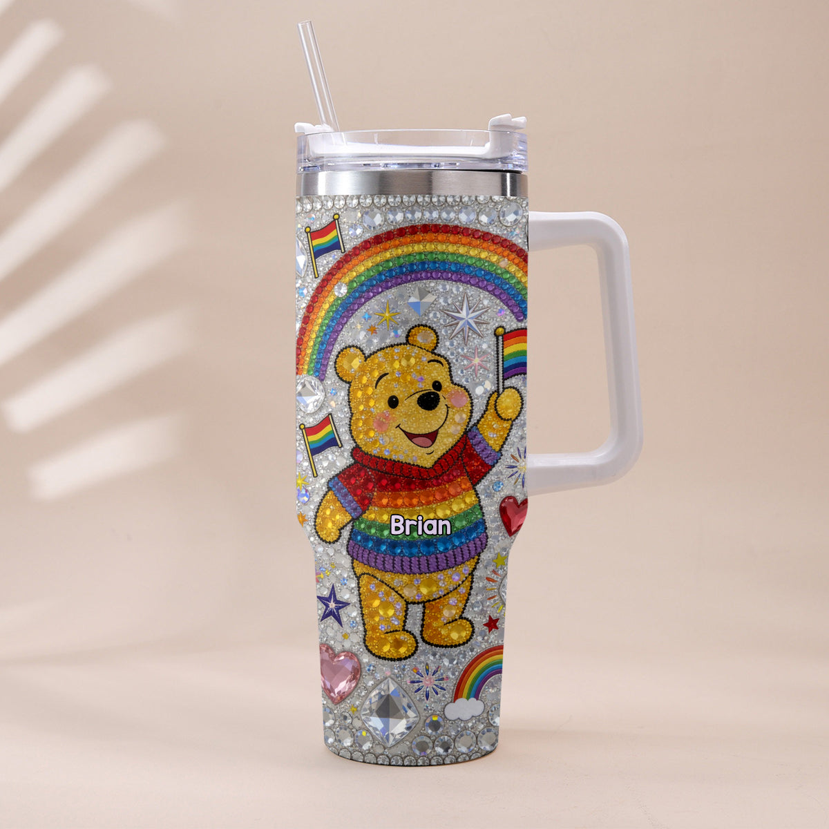 Personalized LGBT Support Tumbler with Plush Charm Gift for Pride Month Tumbler With Plush Charm GradoCreations