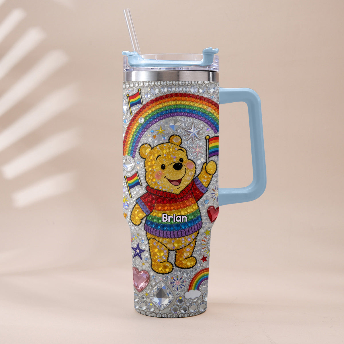Personalized LGBT Support Tumbler with Plush Charm Gift for Pride Month Tumbler With Plush Charm GradoCreations