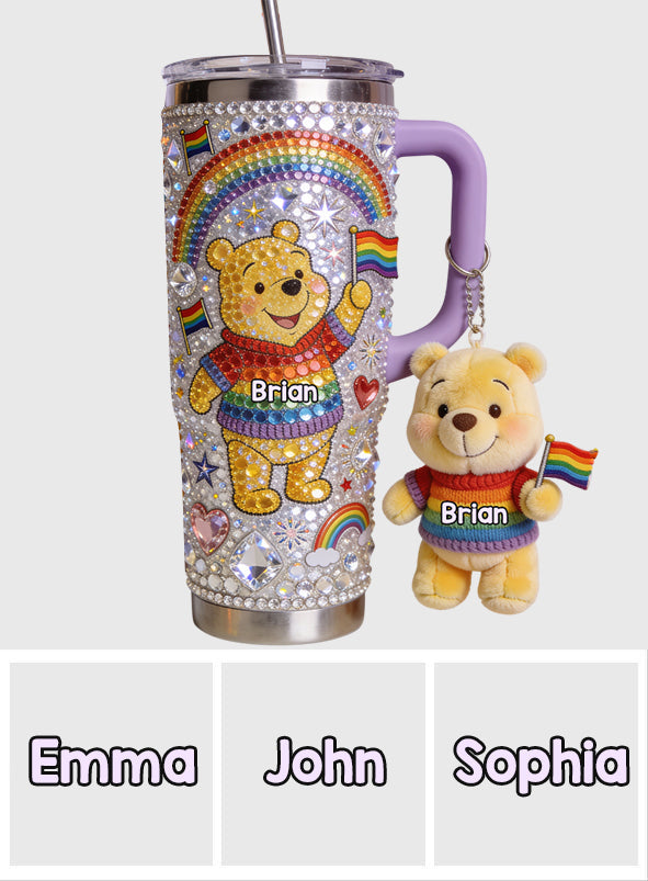 Personalized LGBT Support Tumbler with Plush Charm Gift for Pride Month Tumbler With Plush Charm GradoCreations