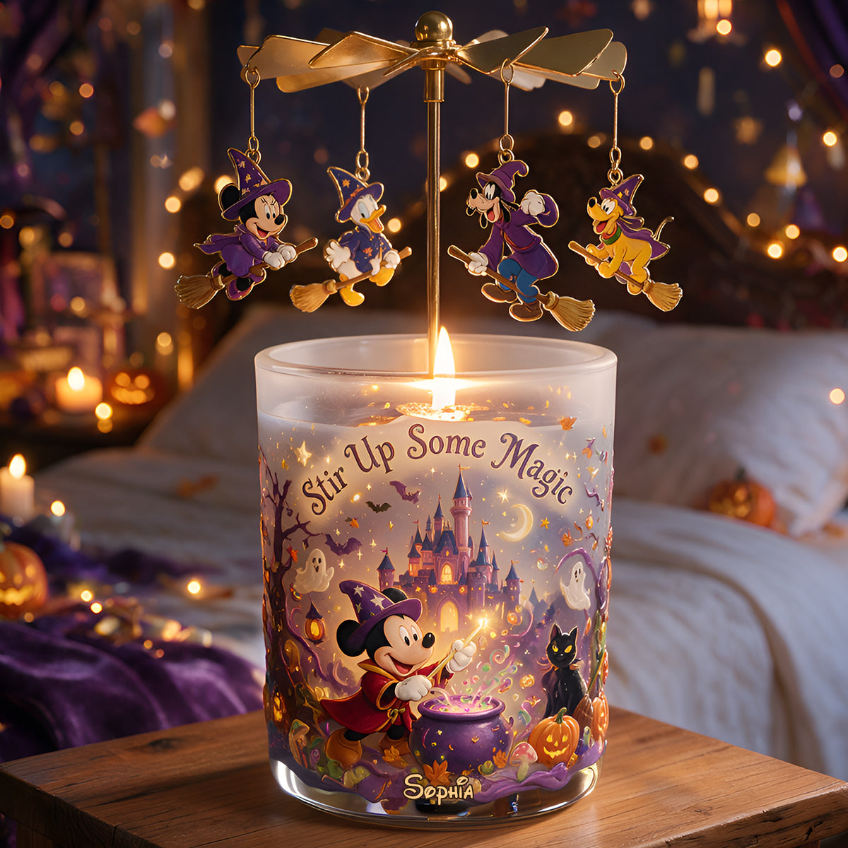 Personalized Spinning Candle Holder with Custom Charms Gift Spinning Candle Holder GradoCreations