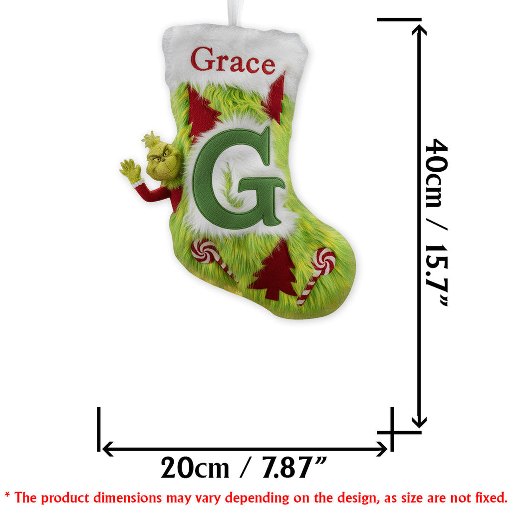 Personalized Grinch Christmas Stocking Custom Name Holiday Decor Shaped Christmas Stocking GradoCreations