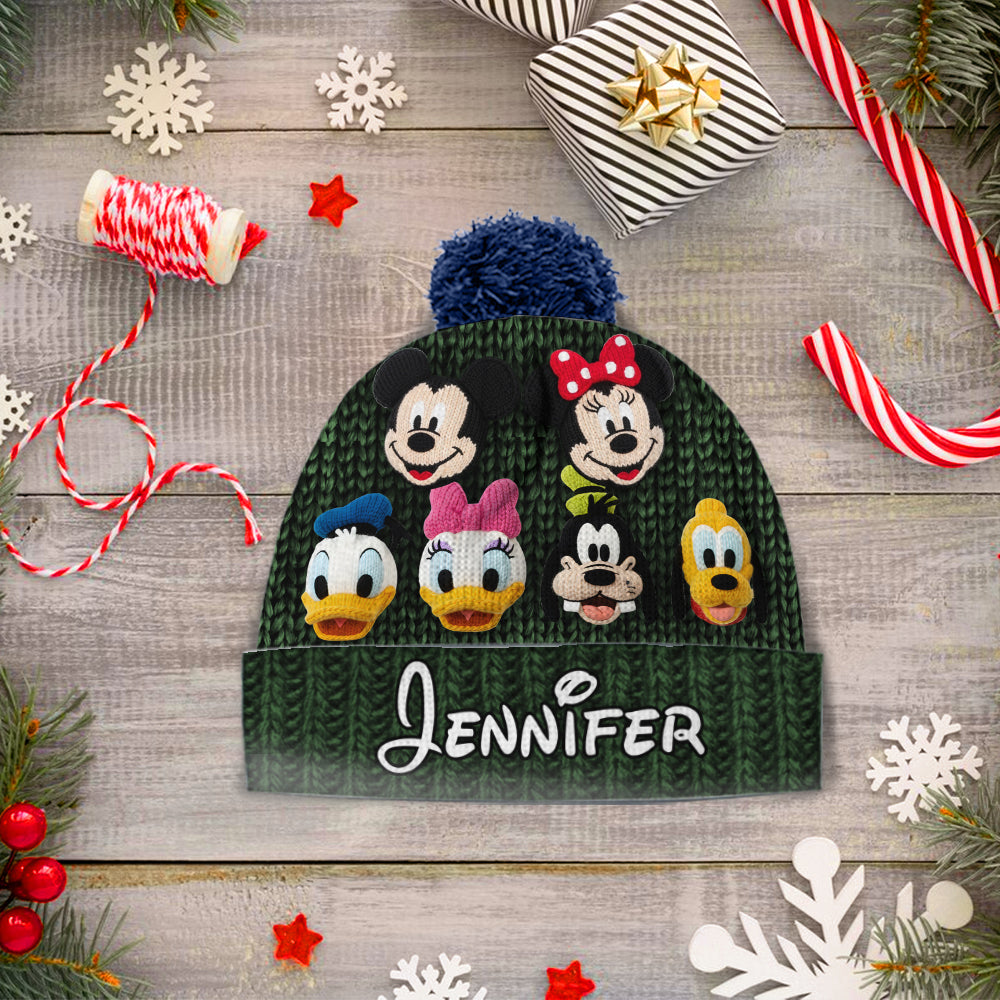 Personalized Mouse Beanie Hat Custom Name Gift for Kids Knitted Beanie Hat and Scarf Set GradoCreations