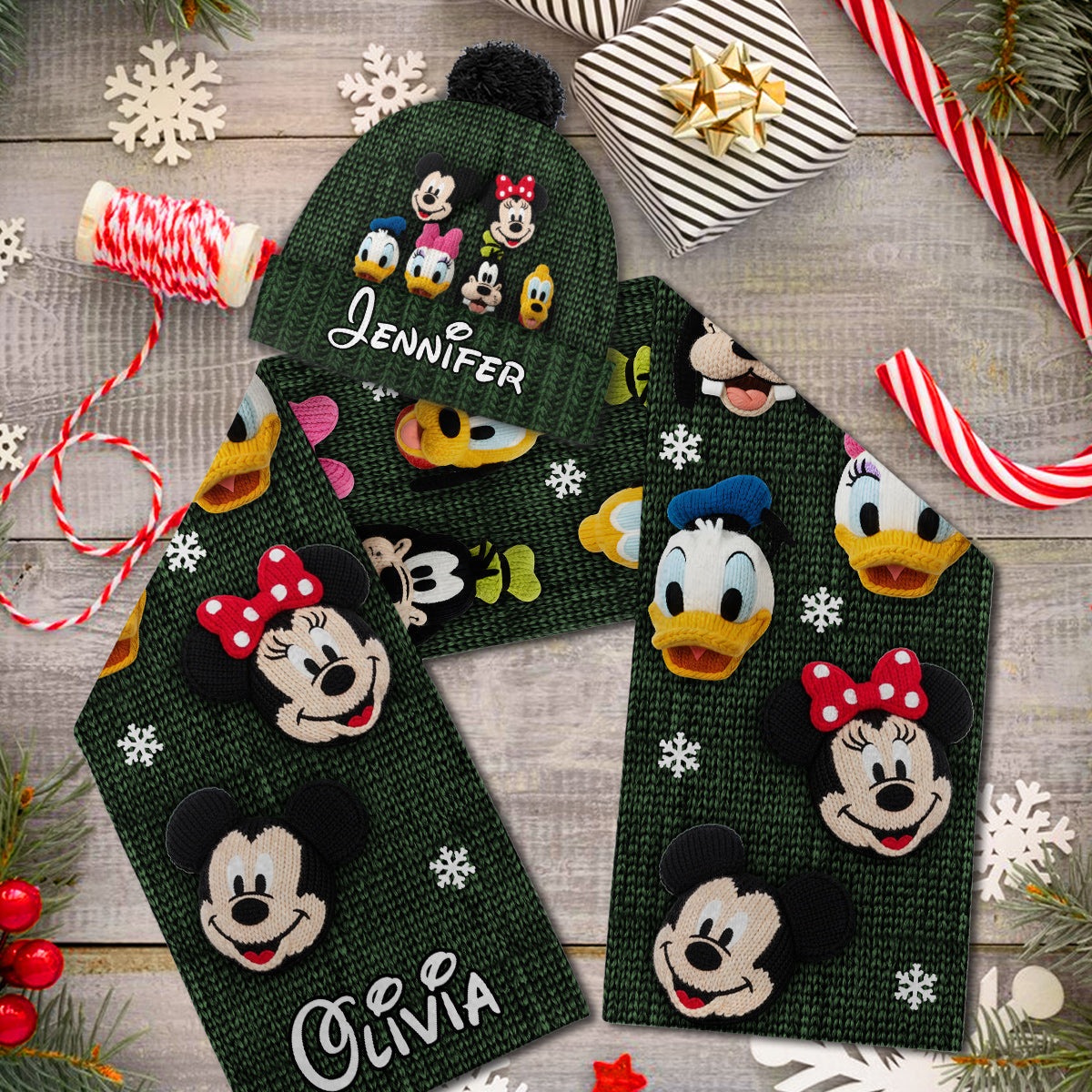 Personalized Mouse Beanie Hat Custom Name Gift for Kids Knitted Beanie Hat and Scarf Set GradoCreations