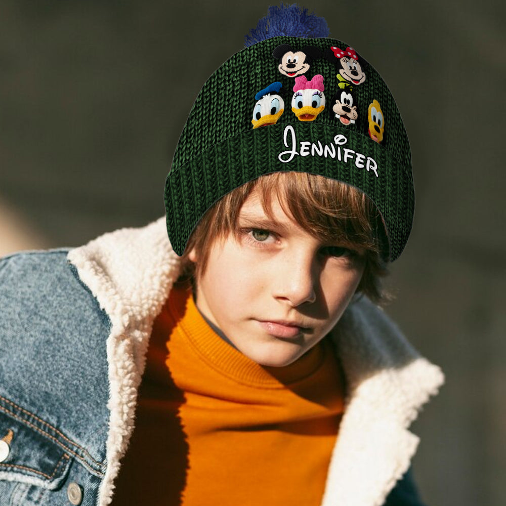 Personalized Mouse Beanie Hat Custom Name Gift for Kids Knitted Beanie Hat and Scarf Set GradoCreations