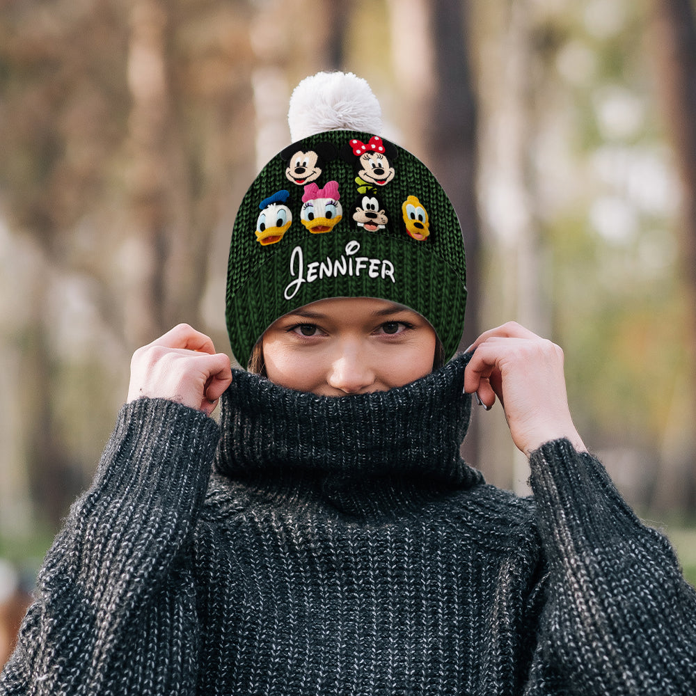 Personalized Mouse Beanie Hat Custom Name Gift for Kids Knitted Beanie Hat and Scarf Set GradoCreations
