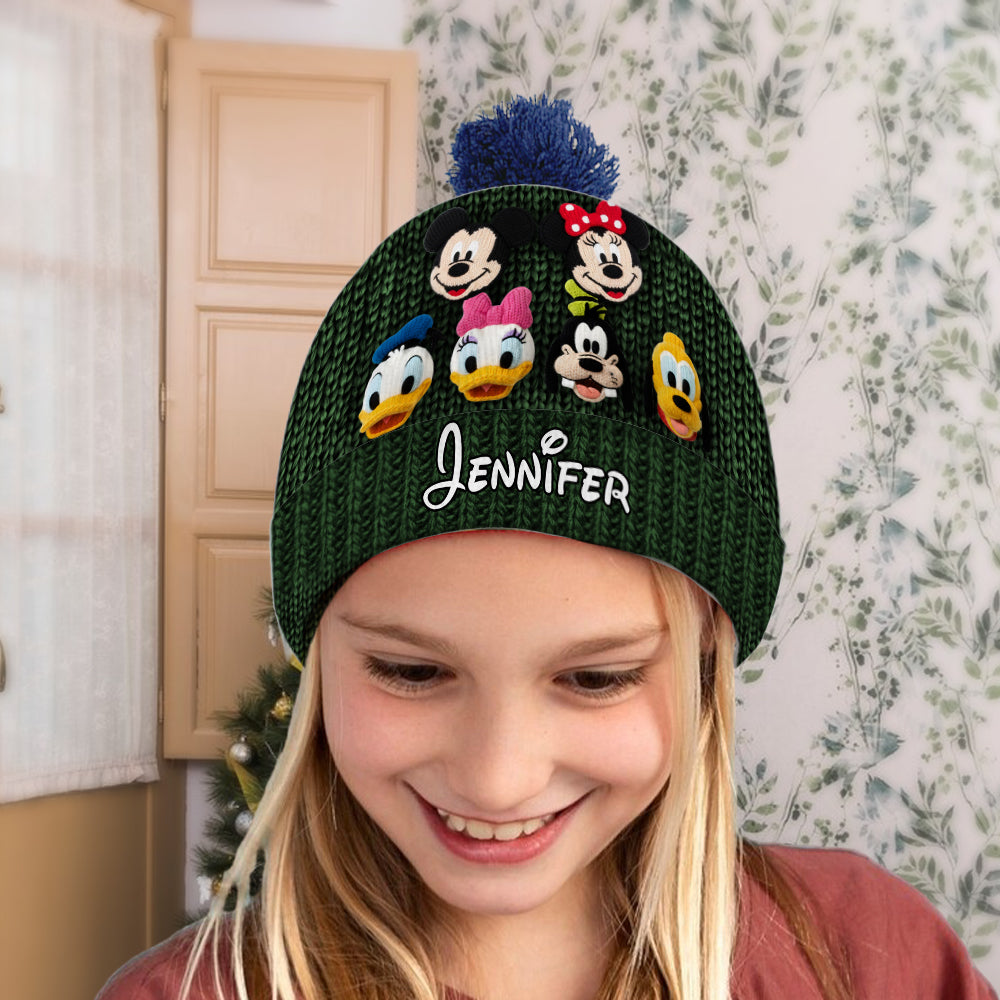 Personalized Mouse Beanie Hat Custom Name Gift for Kids Knitted Beanie Hat and Scarf Set GradoCreations