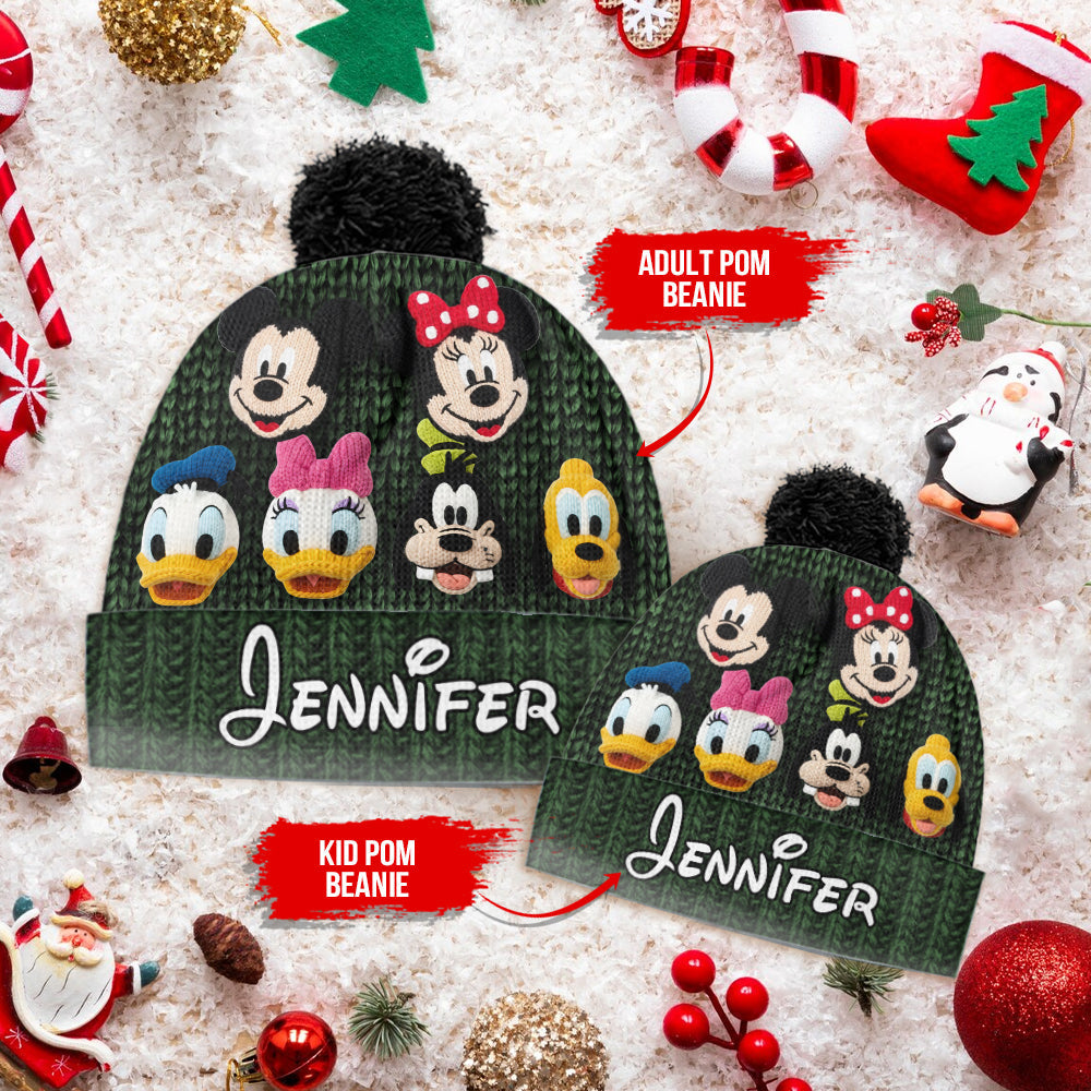 Personalized Mouse Beanie Hat Custom Name Gift for Kids Knitted Beanie Hat and Scarf Set GradoCreations