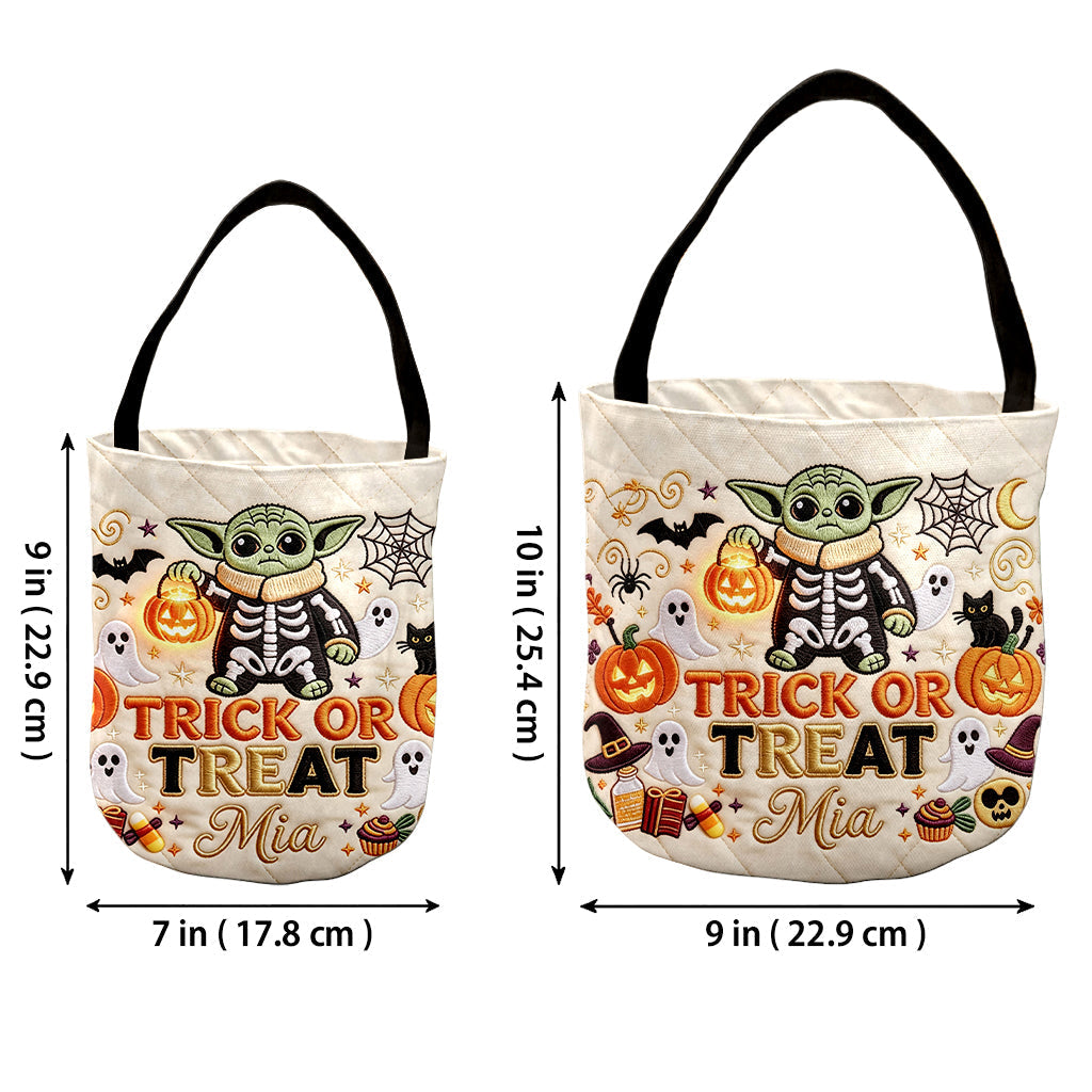 Personalized Trick Or Treat Canvas Bucket Bag Custom Name Kids Halloween Gift Canvas Bucket Bag GradoCreations