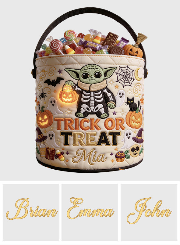 Personalized Trick Or Treat Canvas Bucket Bag Custom Name Kids Halloween Gift Canvas Bucket Bag GradoCreations