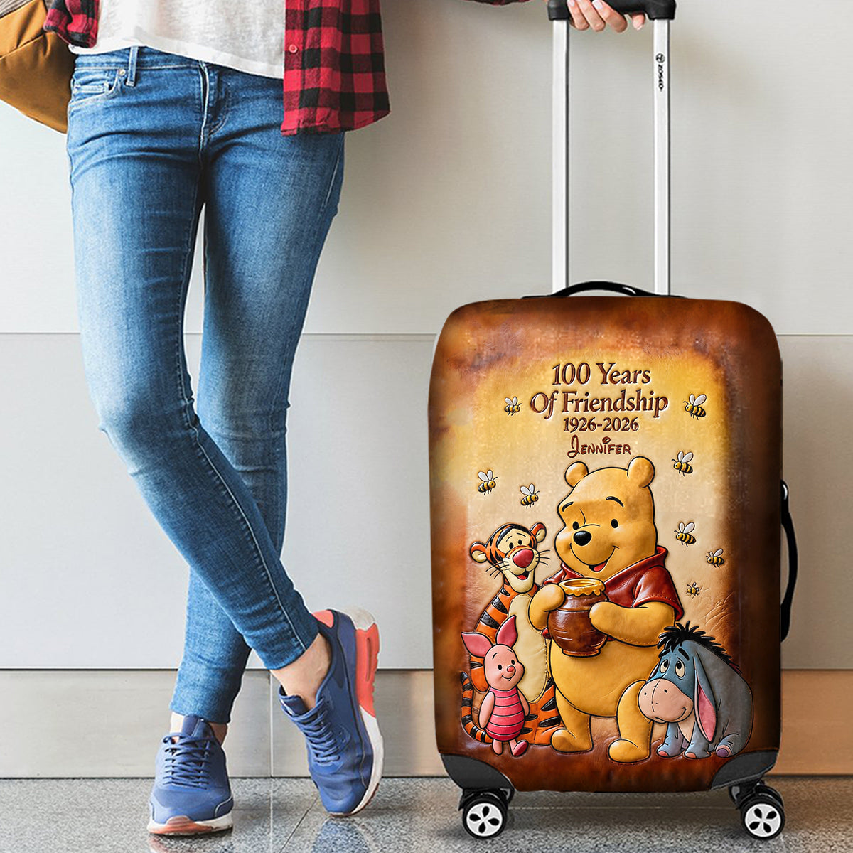 Personalized 100th Anniversary Bear Luggage Cover Gift Luggage Cover GradoCreations