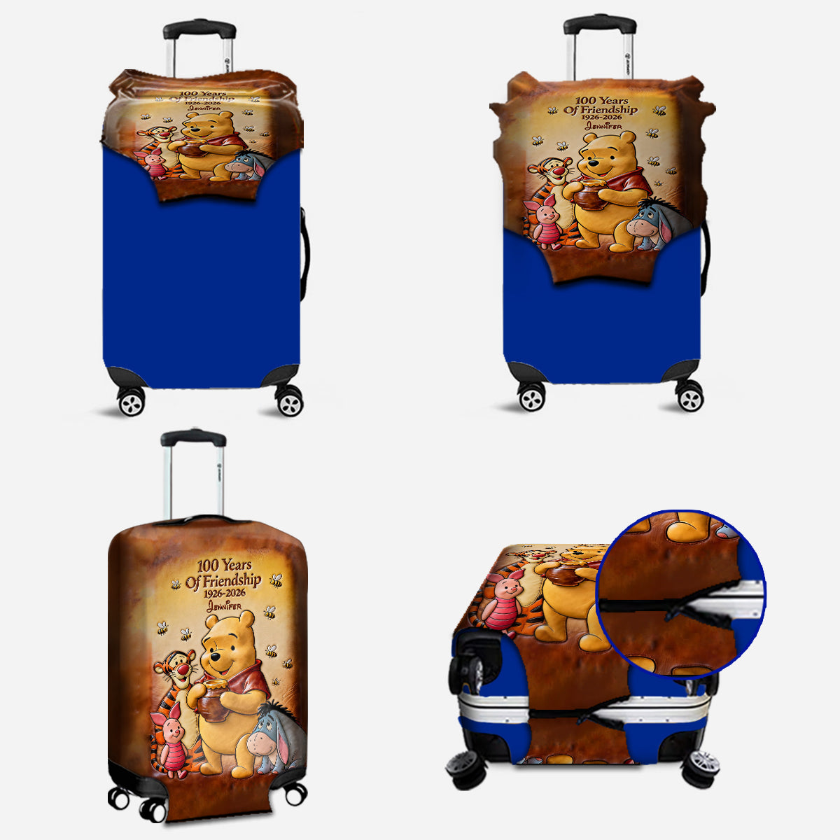 Personalized 100th Anniversary Bear Luggage Cover Gift Luggage Cover GradoCreations