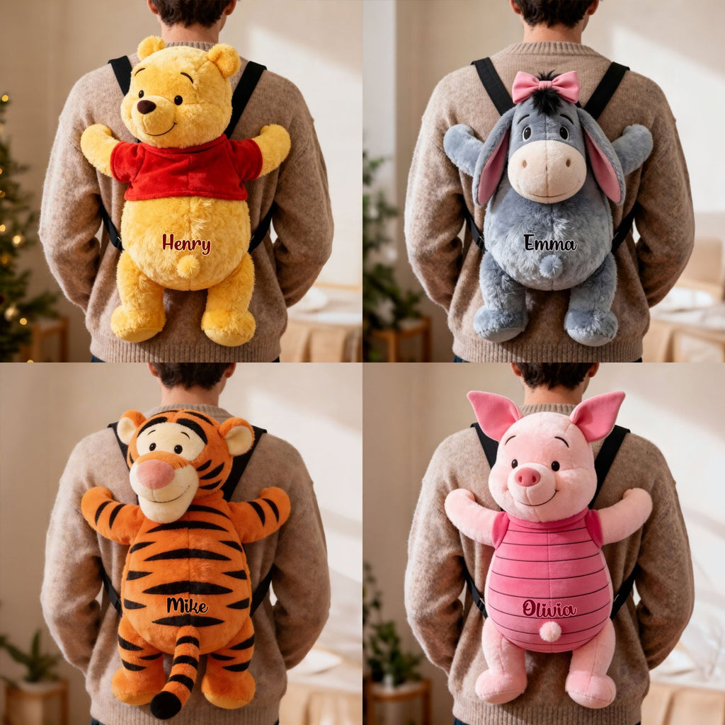 Personalized Plush Bear Backpack Custom Name Kids Gift Plush Backpack GradoCreations