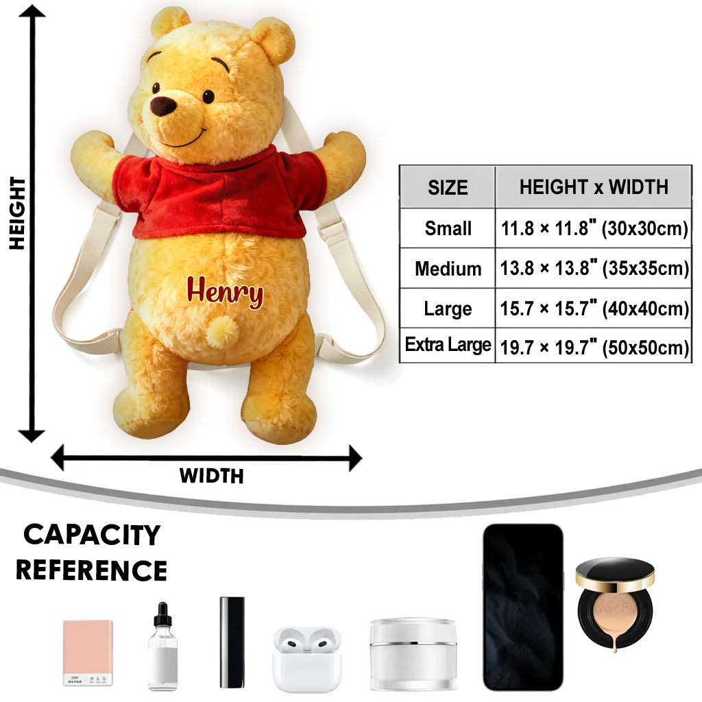 Personalized Plush Bear Backpack Custom Name Kids Gift Plush Backpack GradoCreations