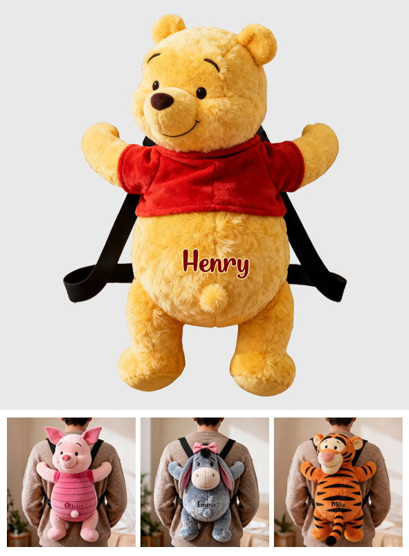 Personalized Plush Bear Backpack Custom Name Kids Gift Plush Backpack GradoCreations