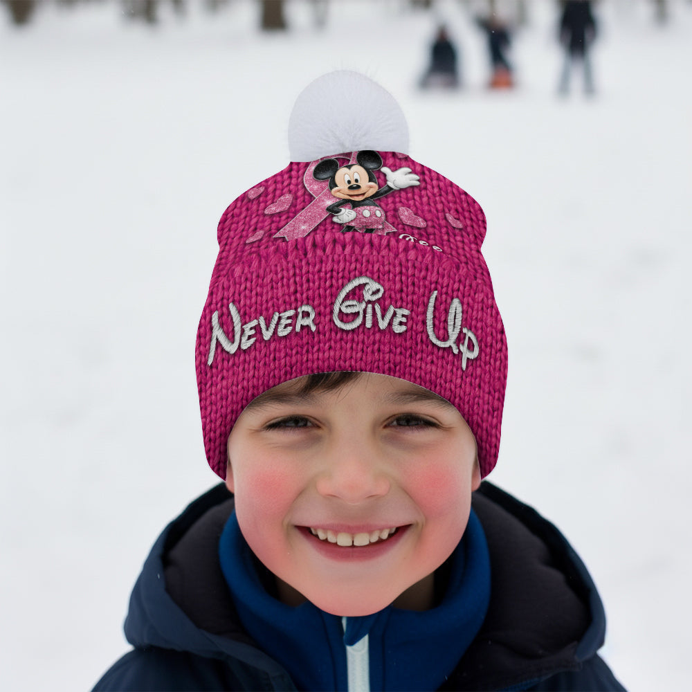 Personalized Breast Cancer Awareness Beanie Hat with Name Customization Beanie Hat GradoCreations