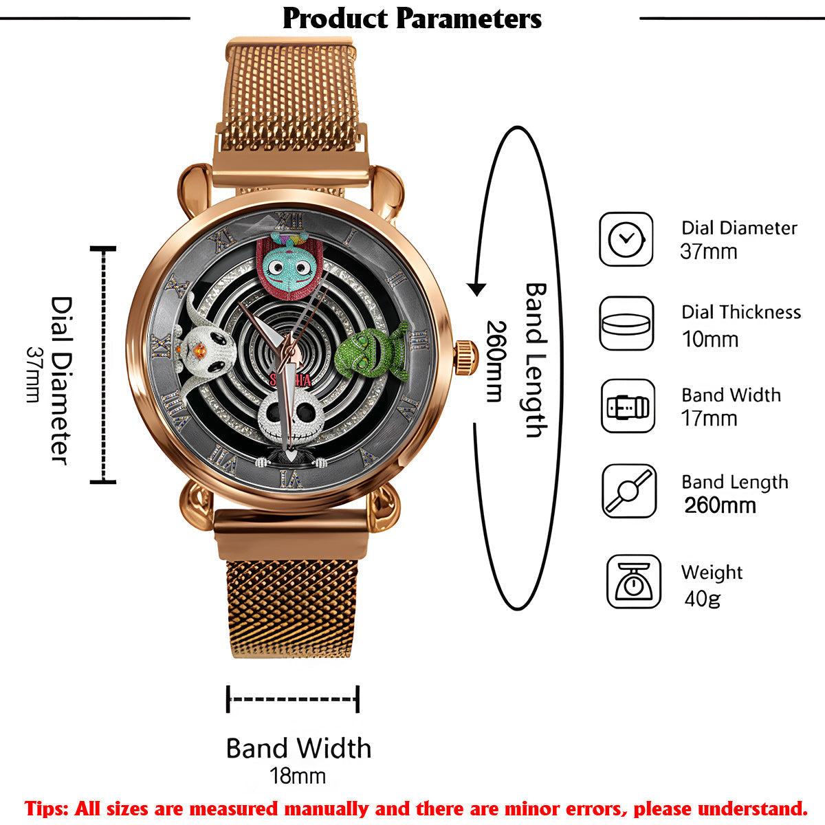 Personalized Gothic Spiral Women’s Watch Custom Name Gift Women Hand Watch GradoCreations