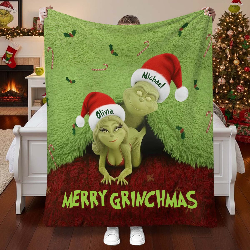 Personalized Grinchmas Blanket Custom Names Gift for Family Blanket GradoCreations