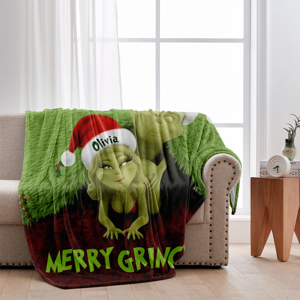 Personalized Grinchmas Blanket Custom Names Gift for Family Blanket GradoCreations