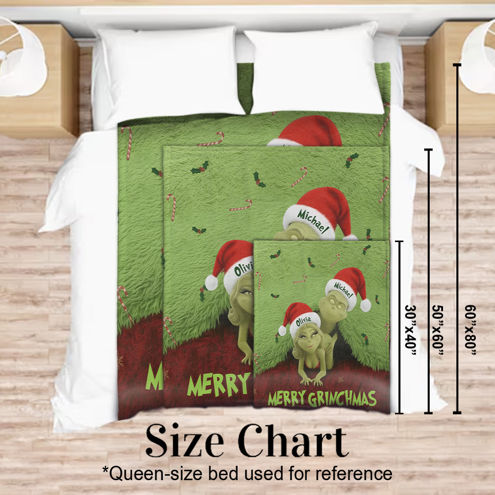 Personalized Grinchmas Blanket Custom Names Gift for Family Blanket GradoCreations