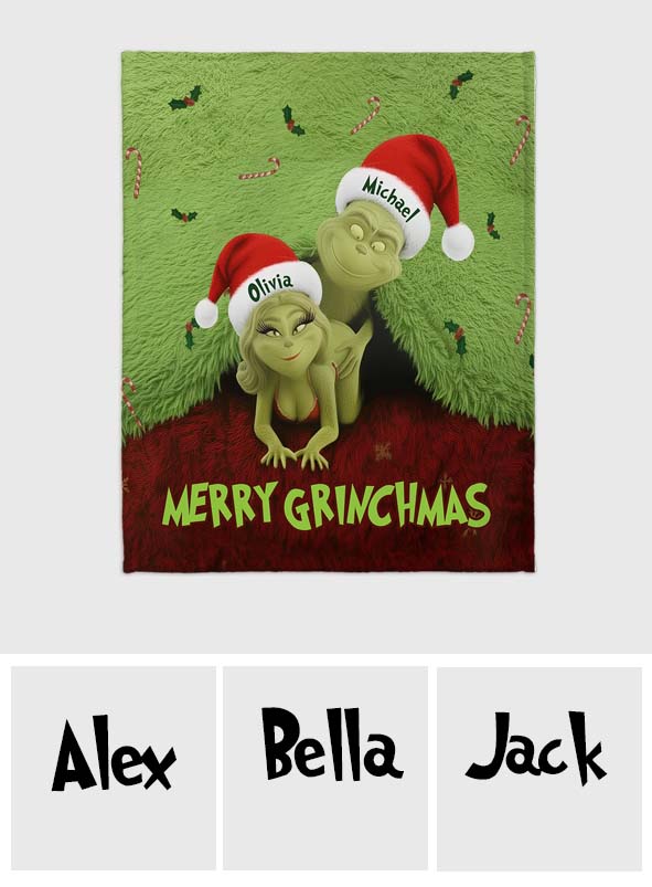Personalized Grinchmas Blanket Custom Names Gift for Family Blanket GradoCreations