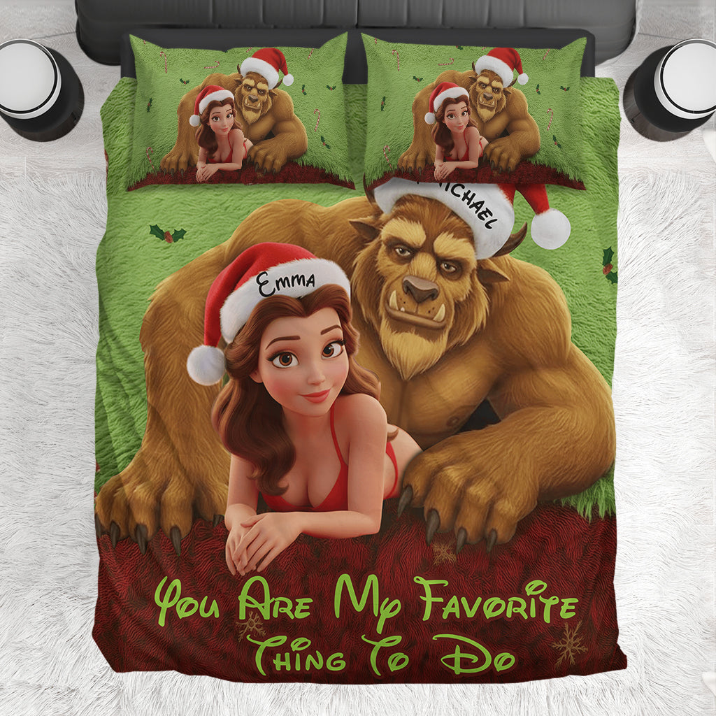 Personalized Couple Bedding Set Christmas Gift with Custom Names Bedding Set GradoCreations