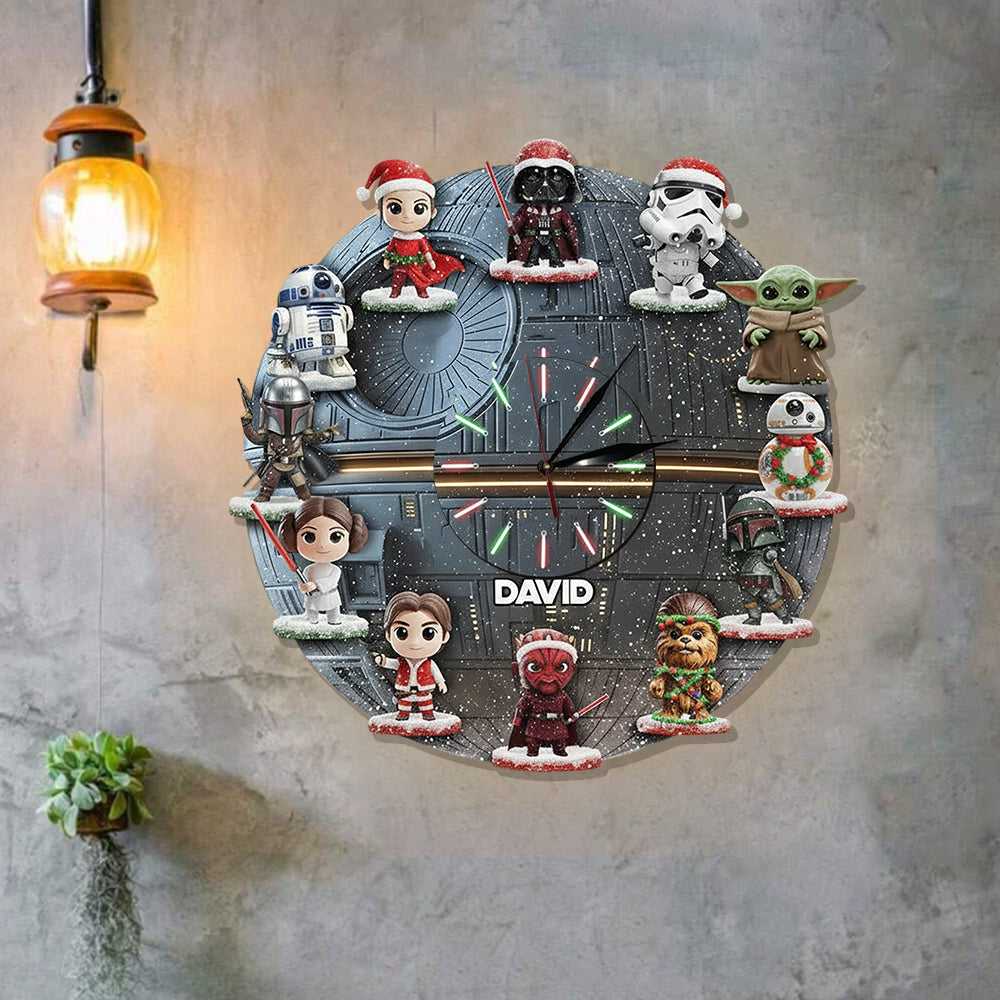 Personalized Star Wars LED Wall Clock Custom Name Gift for Christmas LED Light Wall Clock GradoCreations