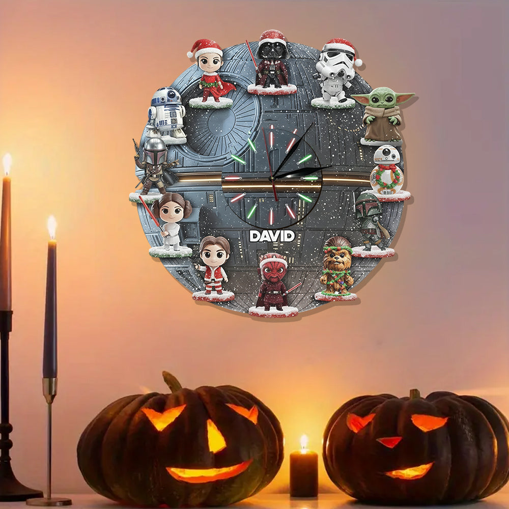 Personalized Star Wars LED Wall Clock Custom Name Gift for Christmas LED Light Wall Clock GradoCreations
