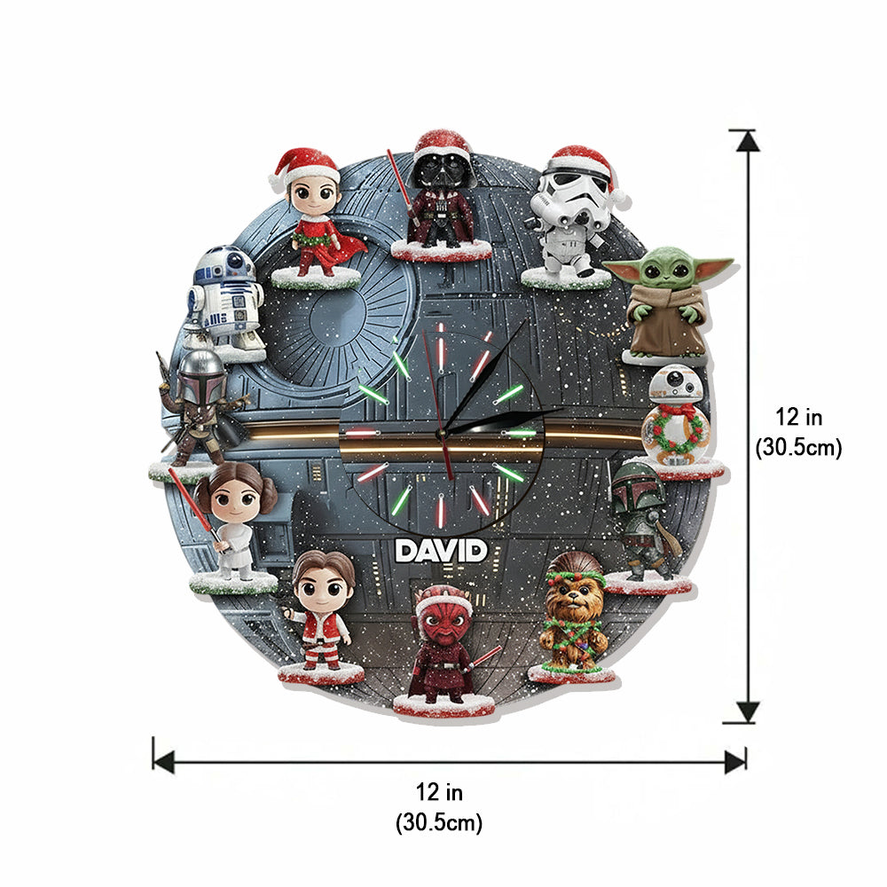 Personalized Star Wars LED Wall Clock Custom Name Gift for Christmas LED Light Wall Clock GradoCreations