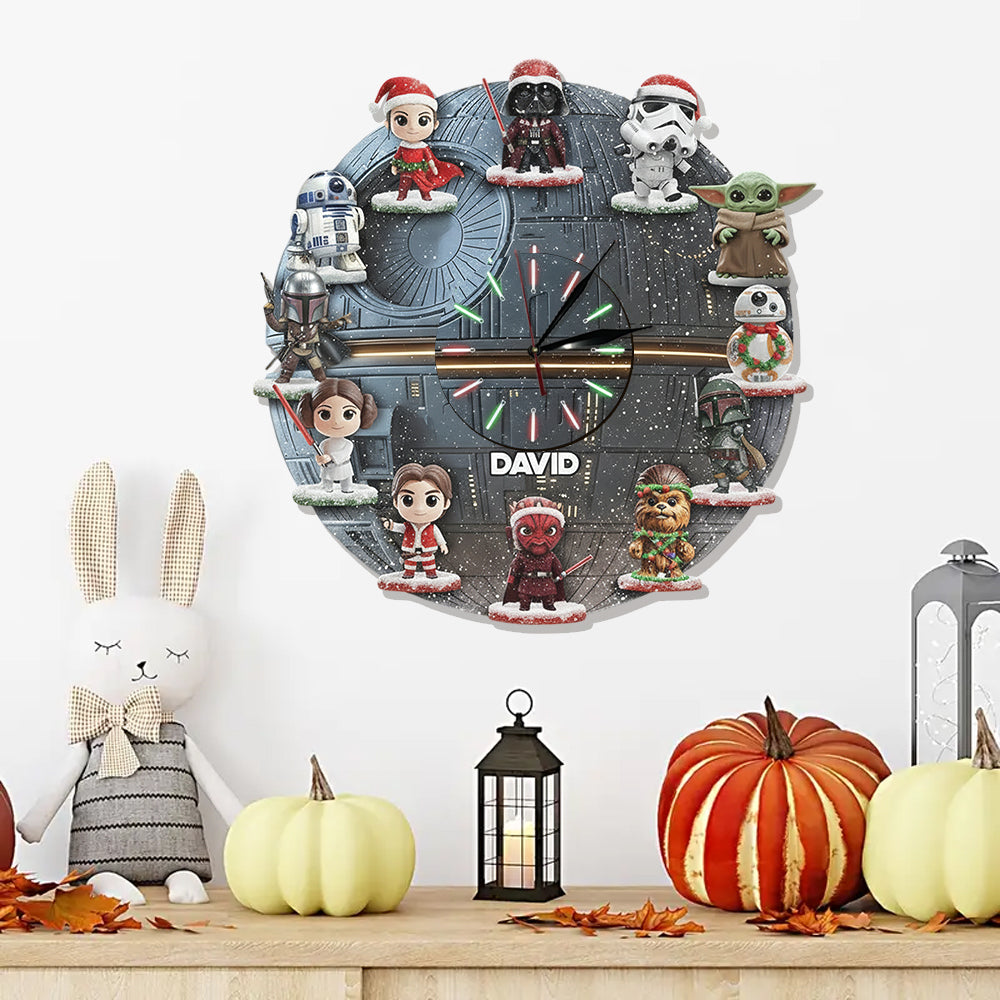 Personalized Star Wars LED Wall Clock Custom Name Gift for Christmas LED Light Wall Clock GradoCreations