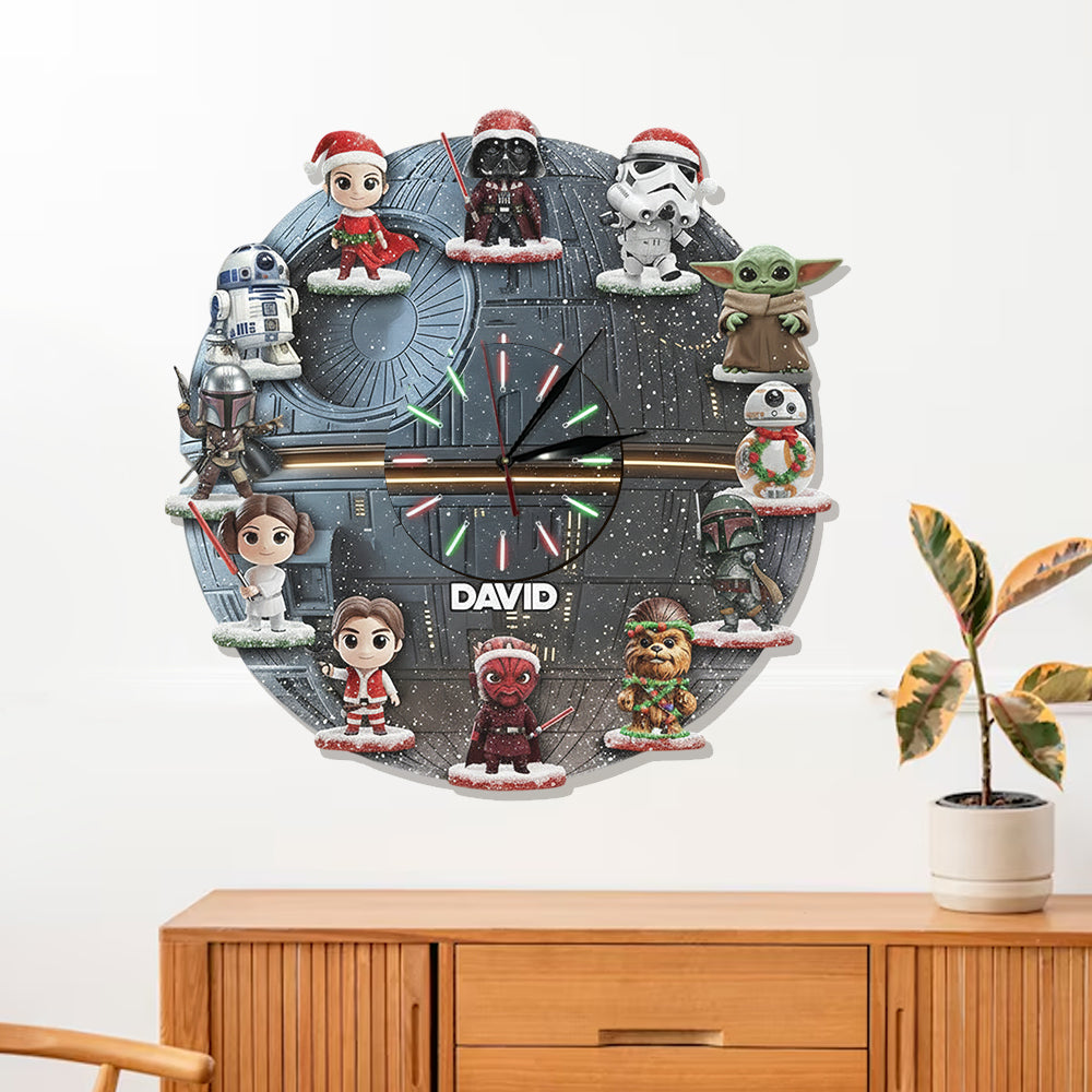 Personalized Star Wars LED Wall Clock Custom Name Gift for Christmas LED Light Wall Clock GradoCreations