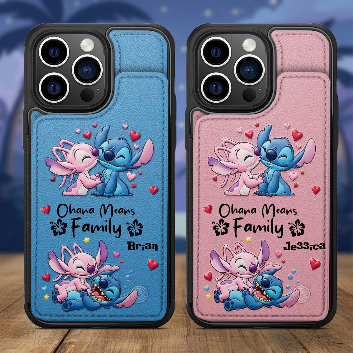 Personalized Ohana Family Wallet Phone Case Custom Name Gift Fully Printed Wallet Phone Case GradoCreations