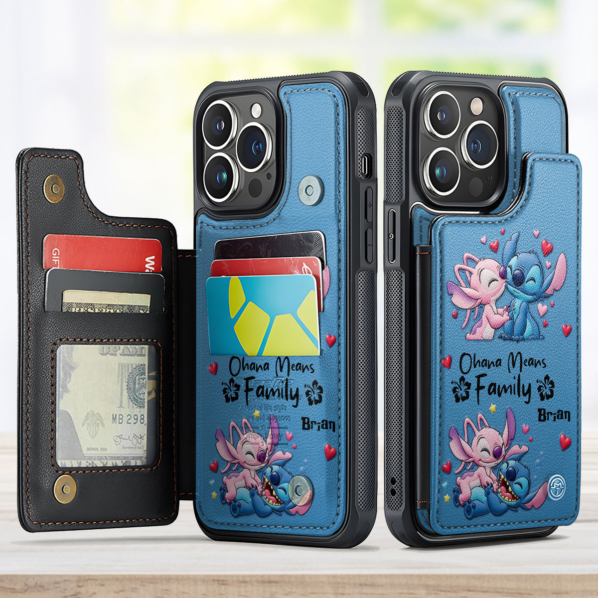 Personalized Ohana Family Wallet Phone Case Custom Name Gift Fully Printed Wallet Phone Case GradoCreations