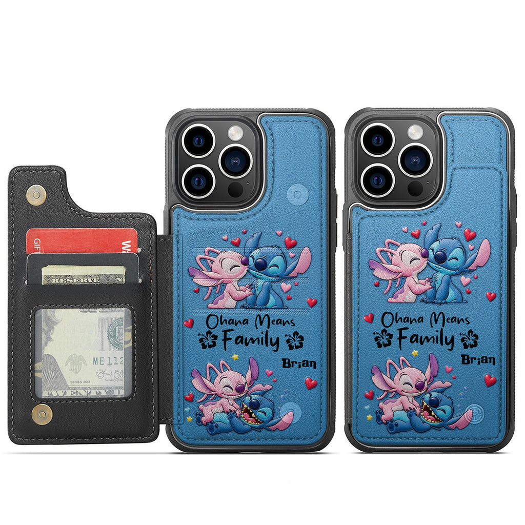Personalized Ohana Family Wallet Phone Case Custom Name Gift Fully Printed Wallet Phone Case GradoCreations