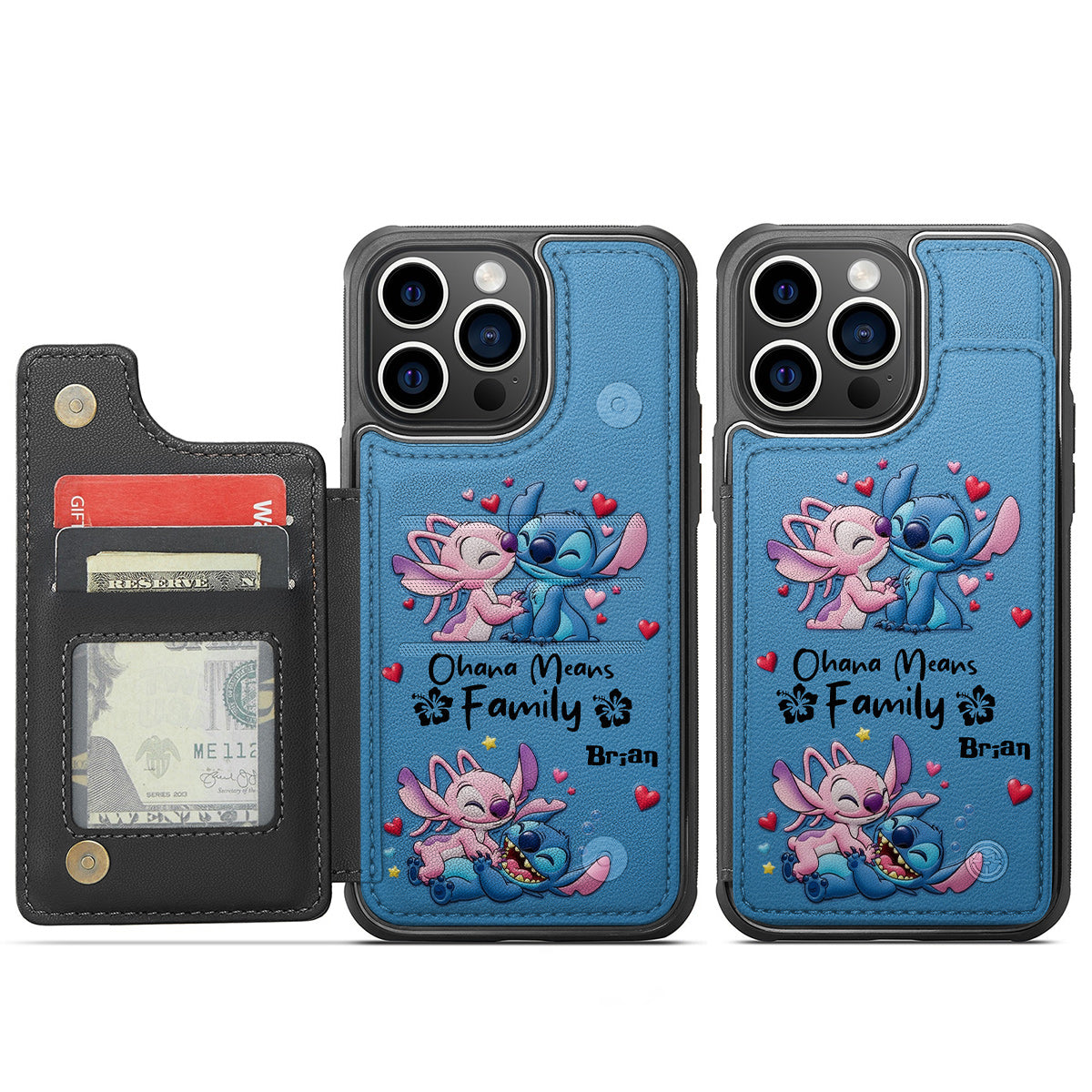 Personalized Ohana Family Wallet Phone Case Custom Name Gift Fully Printed Wallet Phone Case GradoCreations