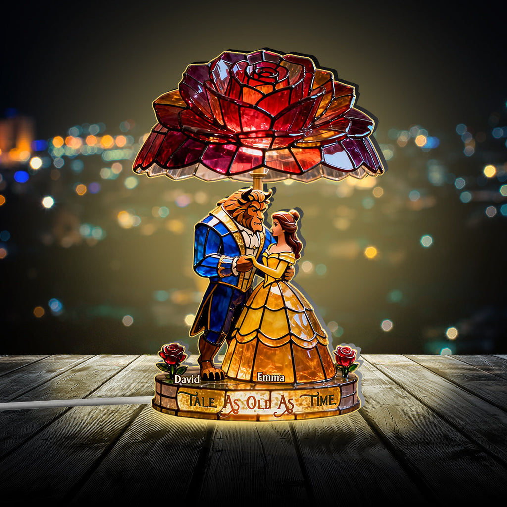 Personalized Beauty and the Beast Acrylic LED Night Light Gift for Couples Acrylic LED Night Light GradoCreations